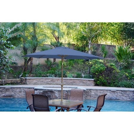 JECO 9 ft. Aluminum Patio Market Umbrella Tilt with Crank - Blue Fabric & Bronze Pole UBP94-UBF98